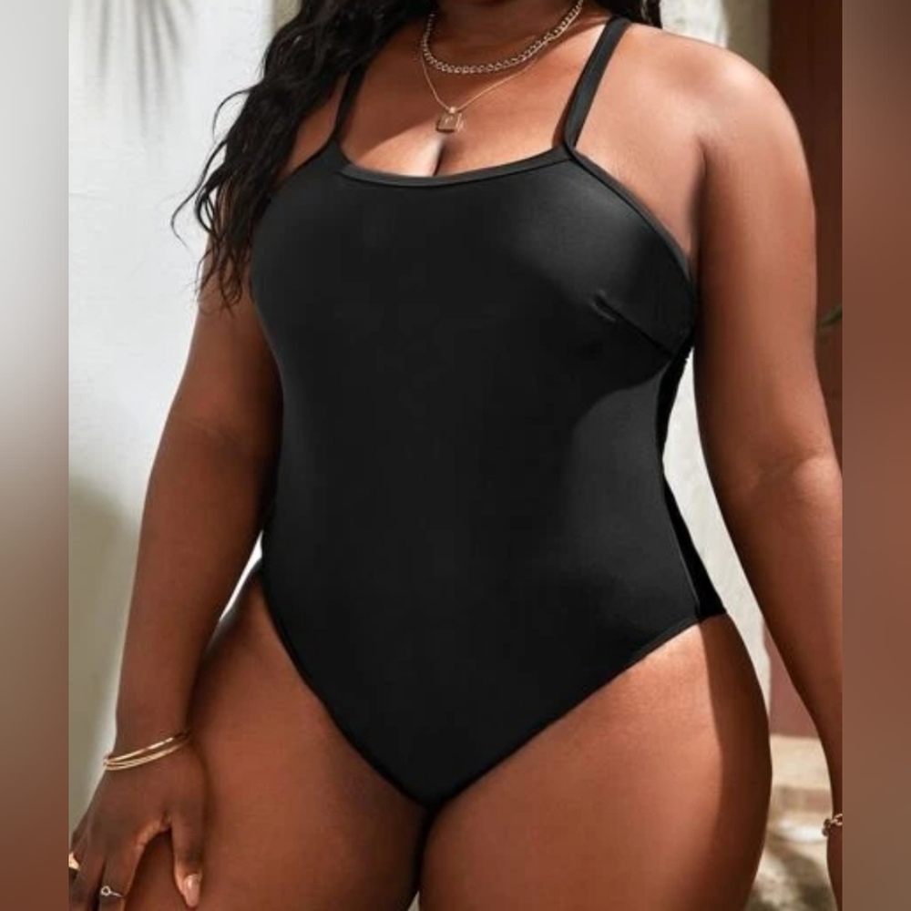 Shein Plus Solid Tie Backless One Piece swimsuit 3XL
